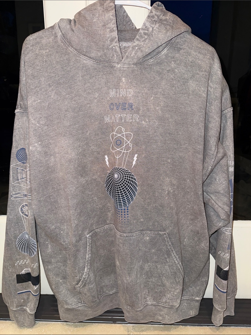 Mind Over Matter Graphic Hoodie - Washed Gray
